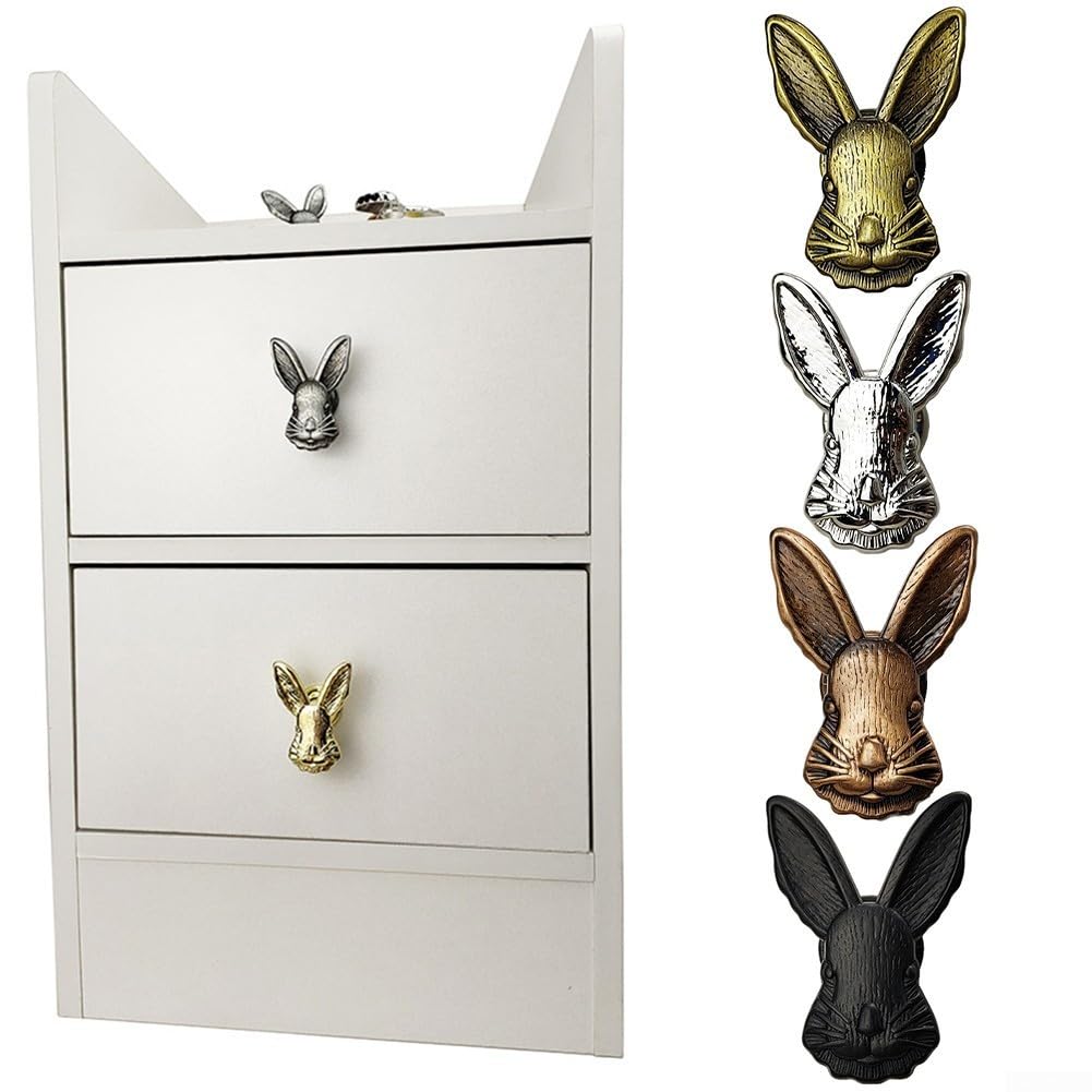 Zoegneer Poignée de meuble en alliage de zinc en forme de lapin, plusieurs options de couleur pour décoration de chambre (bronze)