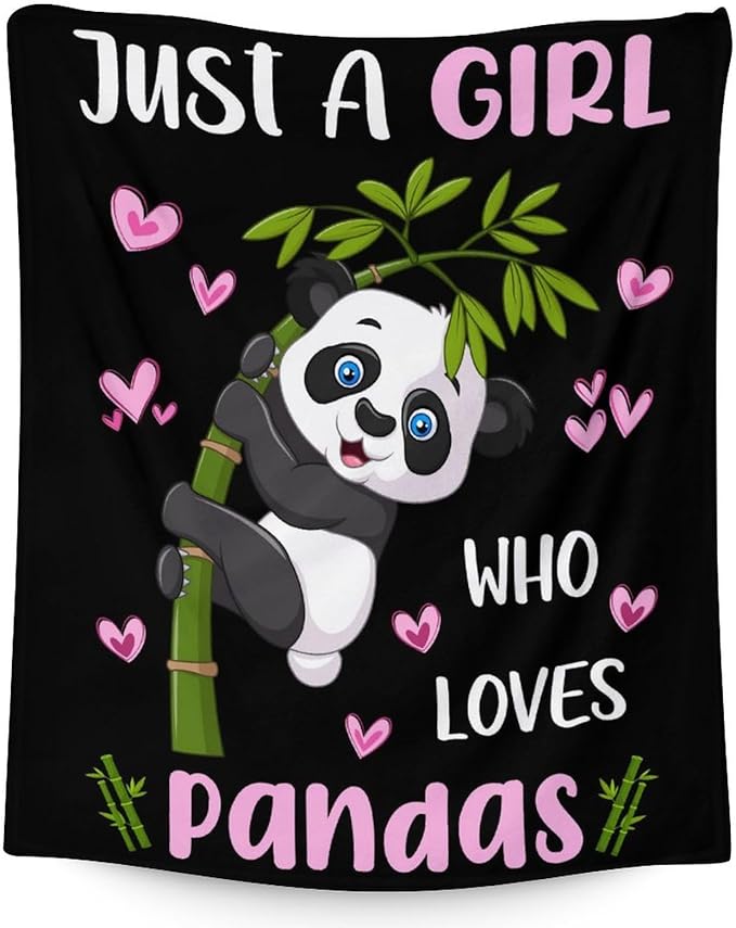 Mercuryelf Panda Throw Blanket - Soft, Fuzzy & Warm - 50x60 Inches Flannel Blankets for Living Room, Sofa - Black Cute Throws Gift for Teens