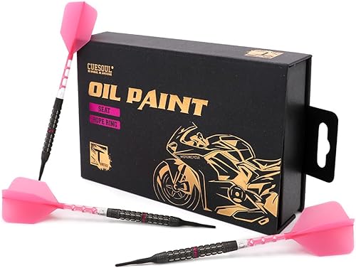 Miniatura 5 de CUESOUL SEAT - Juego de dardos de punta suave de tungsteno (0.63 oz, 90 % tungsteno) con acabado de pintura al óleo y unificación ROST T19 Flight