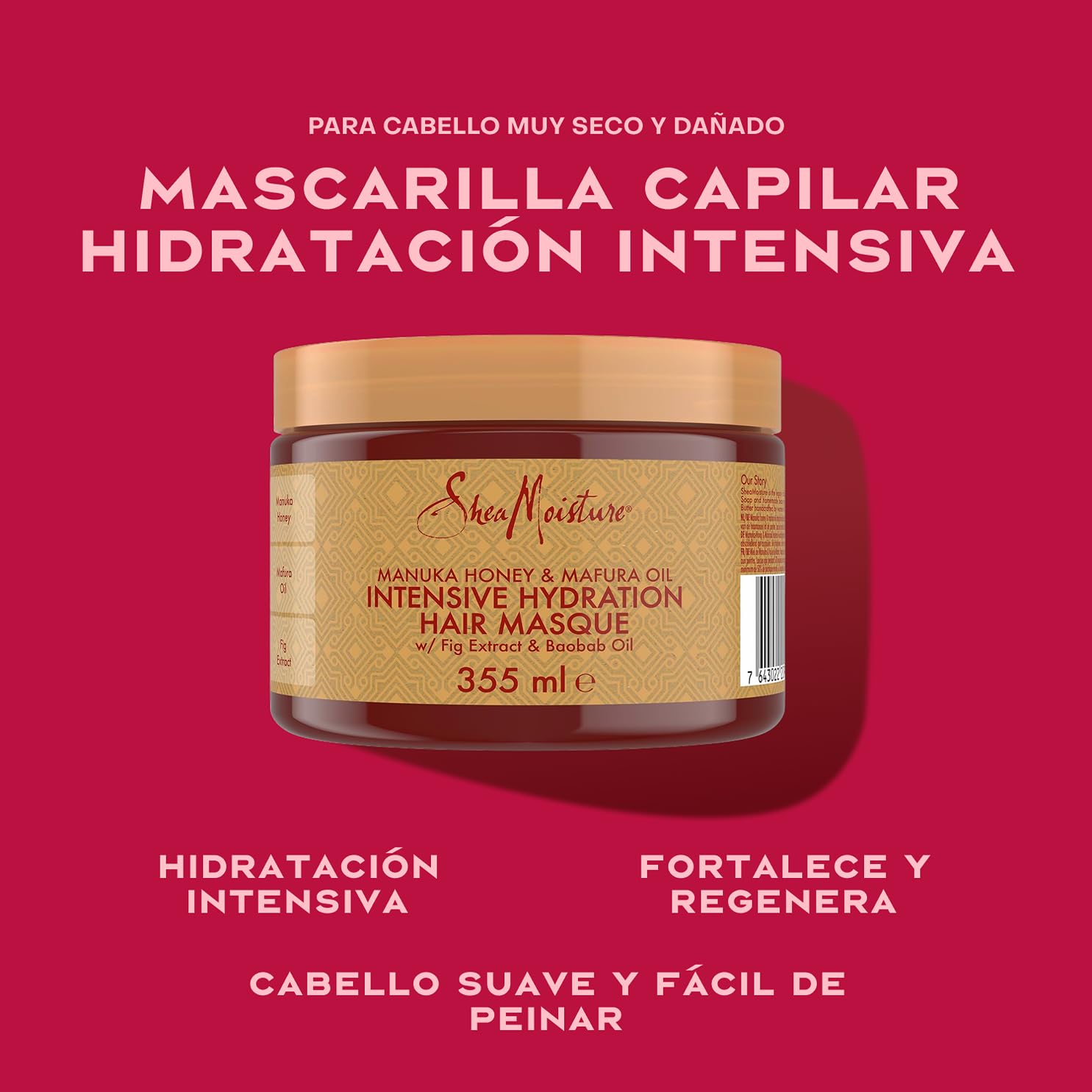 SheaMoisture Champú, Acondicionador y Mascarilla Capilar para cabello seco y dañado con Miel de Manuka y Aceite de Mafura pack para el cuidado del cabello 2x 384 ml, 1x 355 ml - 3 productos