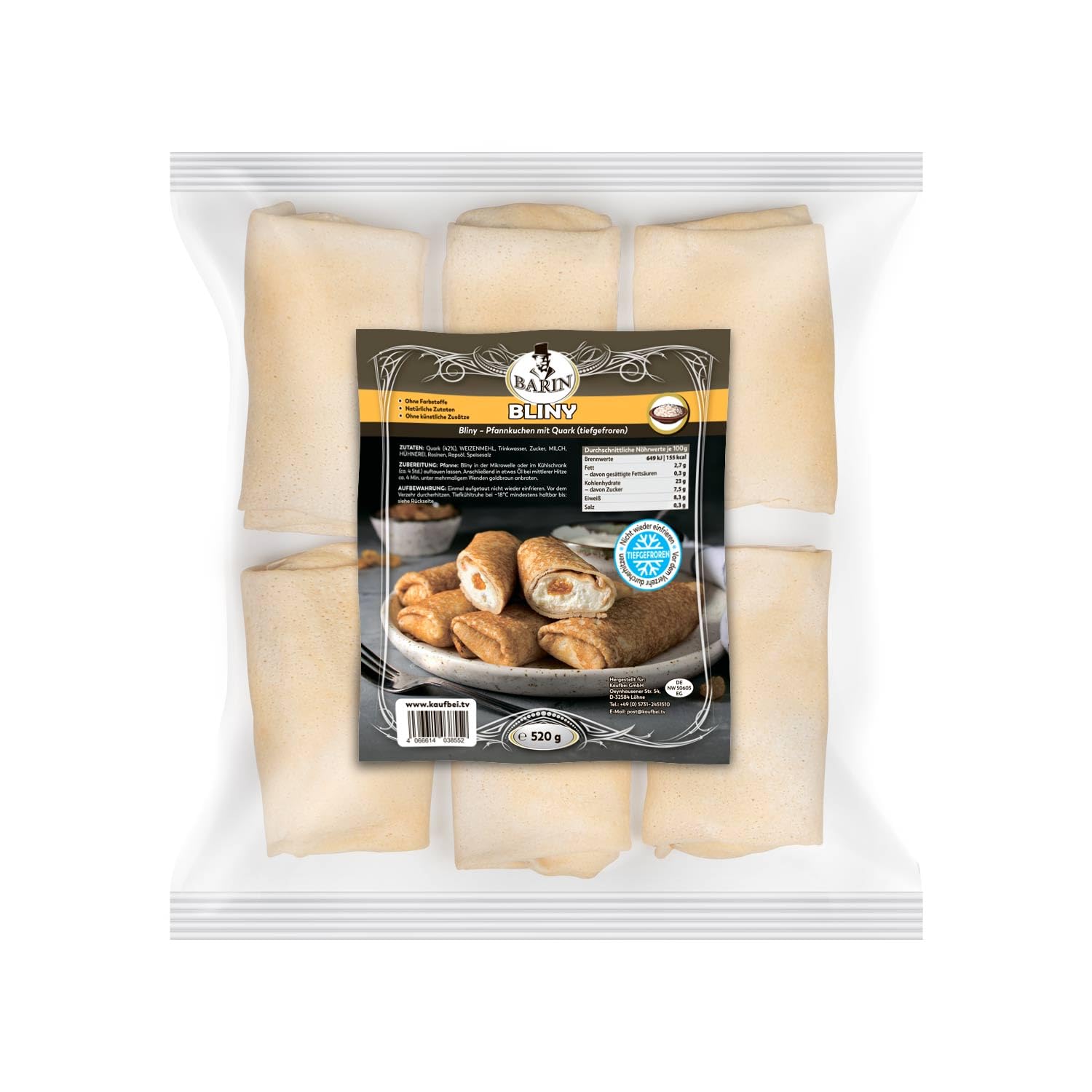 BARIN Maslenitsa Set 1940g Bliny und Piroschki 4 Sorten Tiefgefrorene Russische Spezialitäten mit Schweinefleisch Quark Kartoffel Weißkohl
