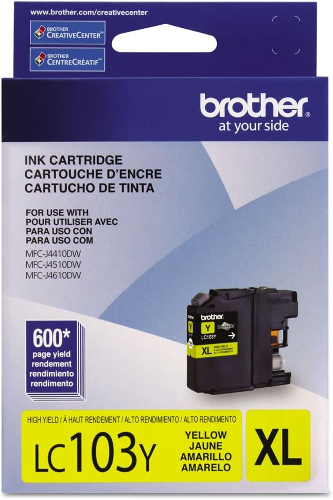 Brother Lc103Y, Lc-103Y, Innobella High-Yield Ink, 600 Page-Yield, Yellow, 2 CT