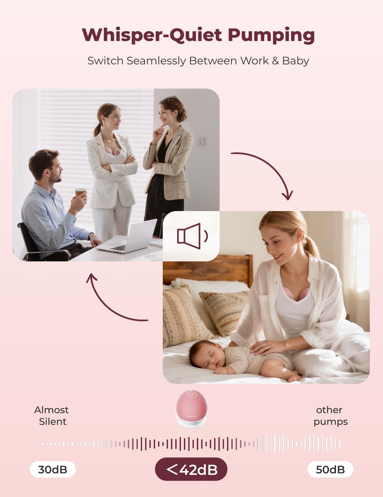 Momcozy Wearable Breast Pump, Hands Free Upgraded Mobile Flow | M9, App Discreet Control with Personalized Multi-Modes & 15 Levels, Wearable Breast Pump 24mm, 2 Pack Cozy Red