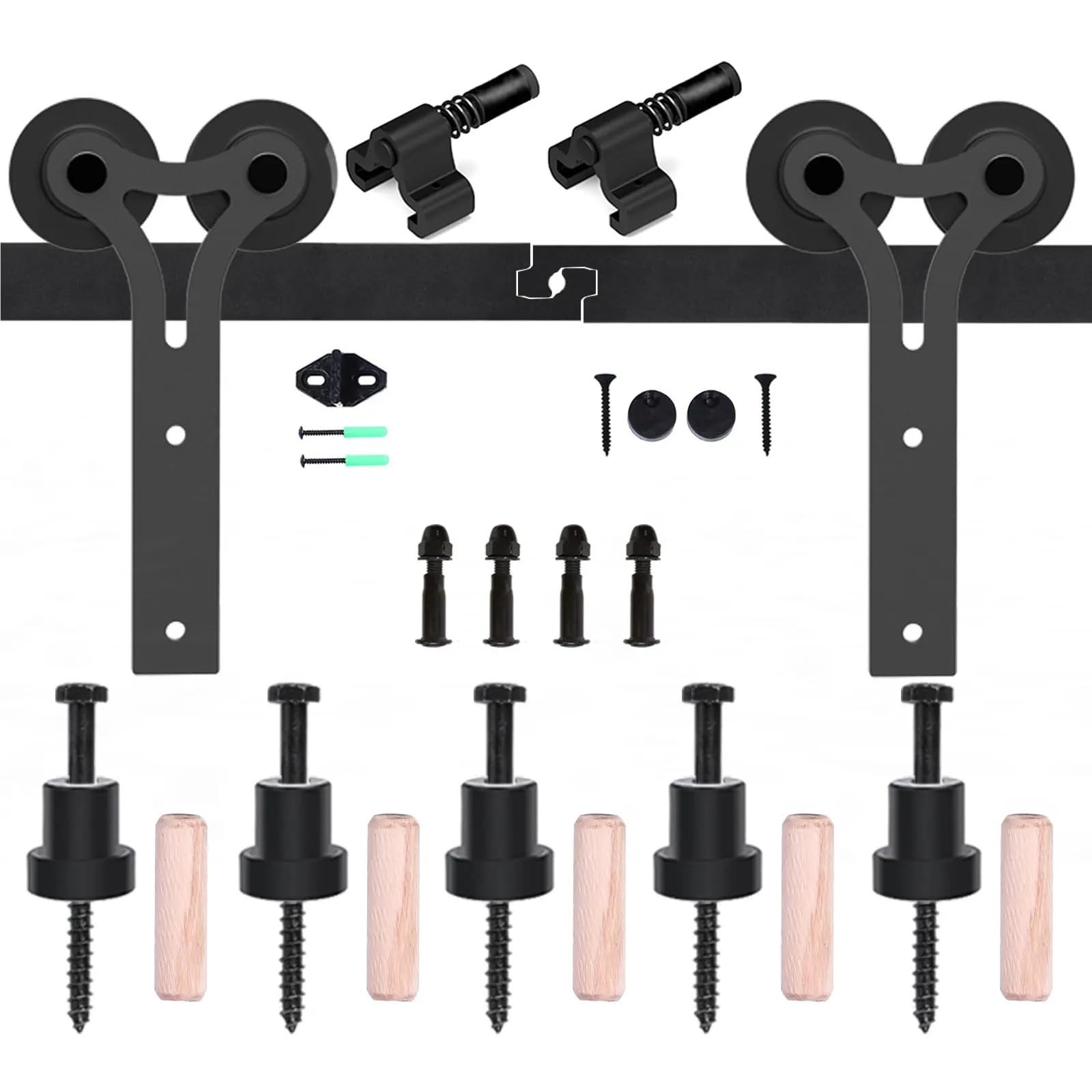 Barn Door Sliding Kit, Sliding Barn Door Rail Kits Y Shape Roller Hanger Hardware Track with Upgraded Nylon Bearings Stable and Sturdy(7FT-213cm)