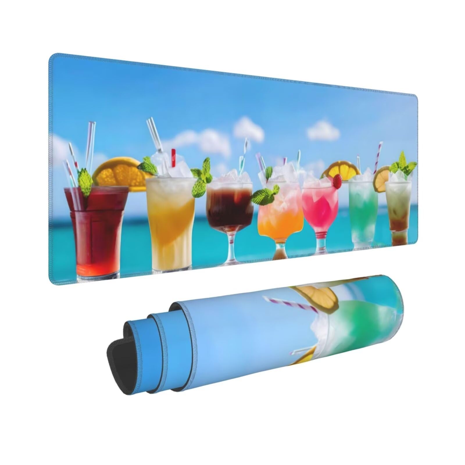 Tappetino Mouse, Tappetino Mouse Gaming Grande XXL 1500x800x3mm Tappetino Scrivania Mouse Pad, Base in Gomma Antiscivolo, Bordi Cuciti,Lavabile, Mousepad per Ufficio e Gaming (Bevande) R-722