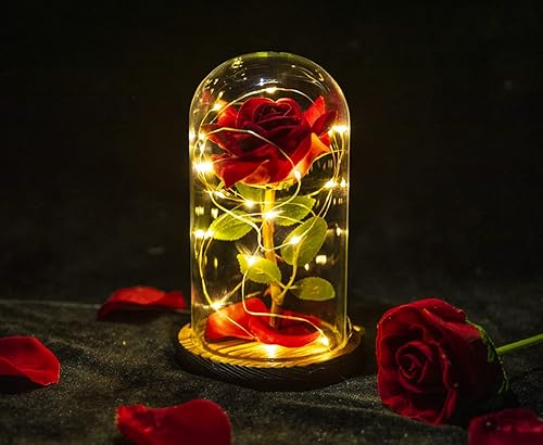 Miniatura 2 de Regalos para el día de San Valentín para ella, regalos de rosas de cristal para mujer, flor en cúpula de cristal, regalos para ella, esposa, mamá,