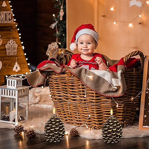 Image of Wondise Flameless Candles with Timer, Battery Operated Flickering 3D Wick Real Wax Pine Cone Candles for Christmas Indoor Decoration, Set of 2, Brown(D3.5 x H6 Inch)