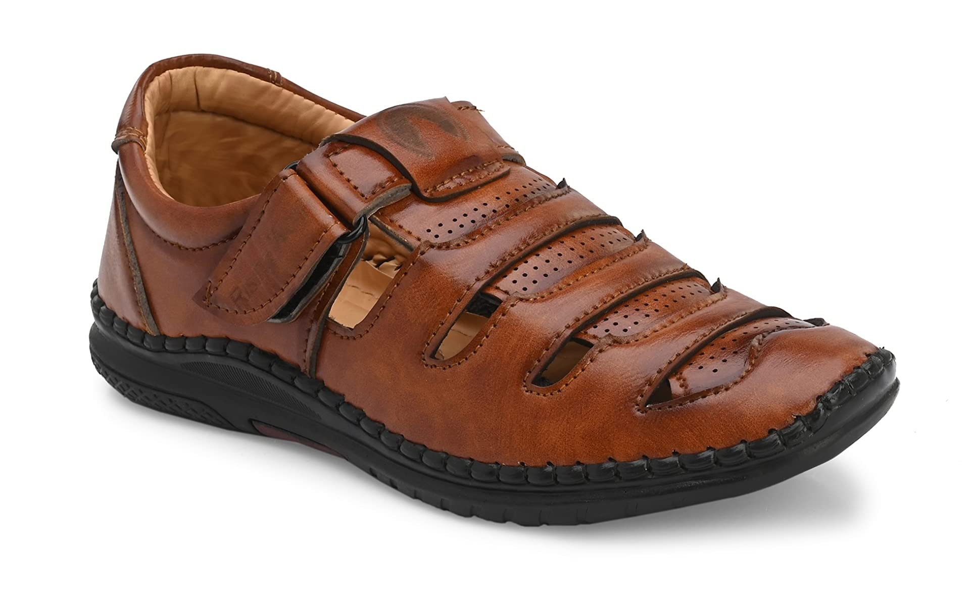 Rising Wolf Mens Tan Synthetic Leather Fisherman Sandals - 12 UK (B09W8ZRHNP) Amazon Price History, Amazon Price Tracker