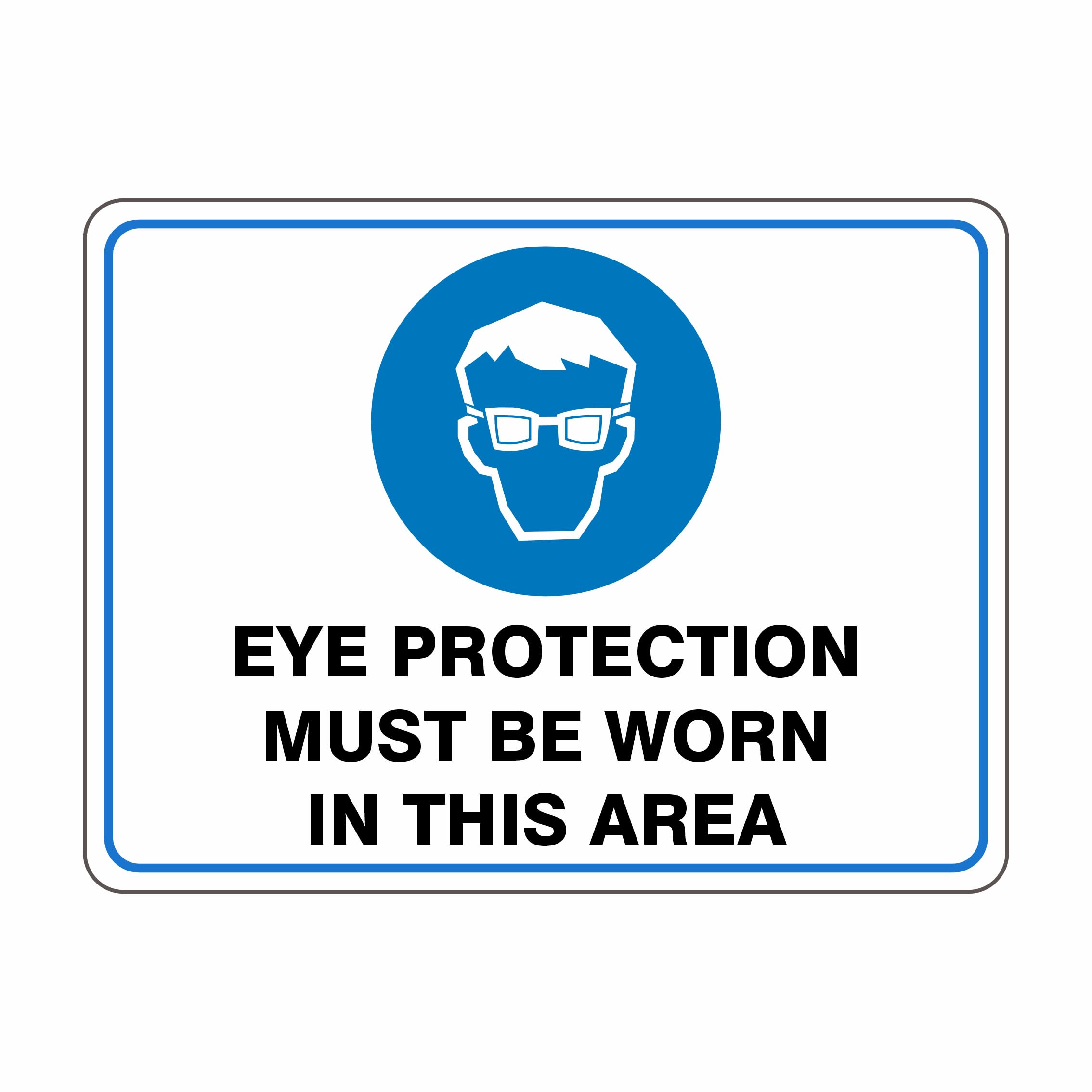 Eye Protection Must Be Worn In This Area Sign, 12x8 Metal Tin Sign, Wear eye protection here.