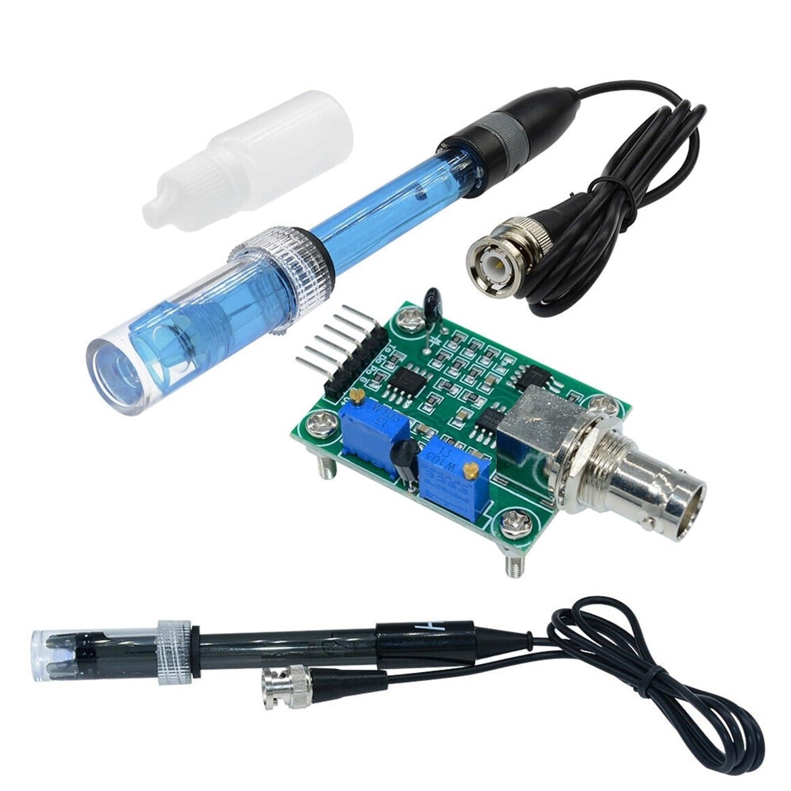 Módulo de Sensor regulador de detección de Valor de PH líquido 0-14, medidor de Control de monitoreo, sonda de electrodo de PH BNC, 1 Uds.(Black Set)