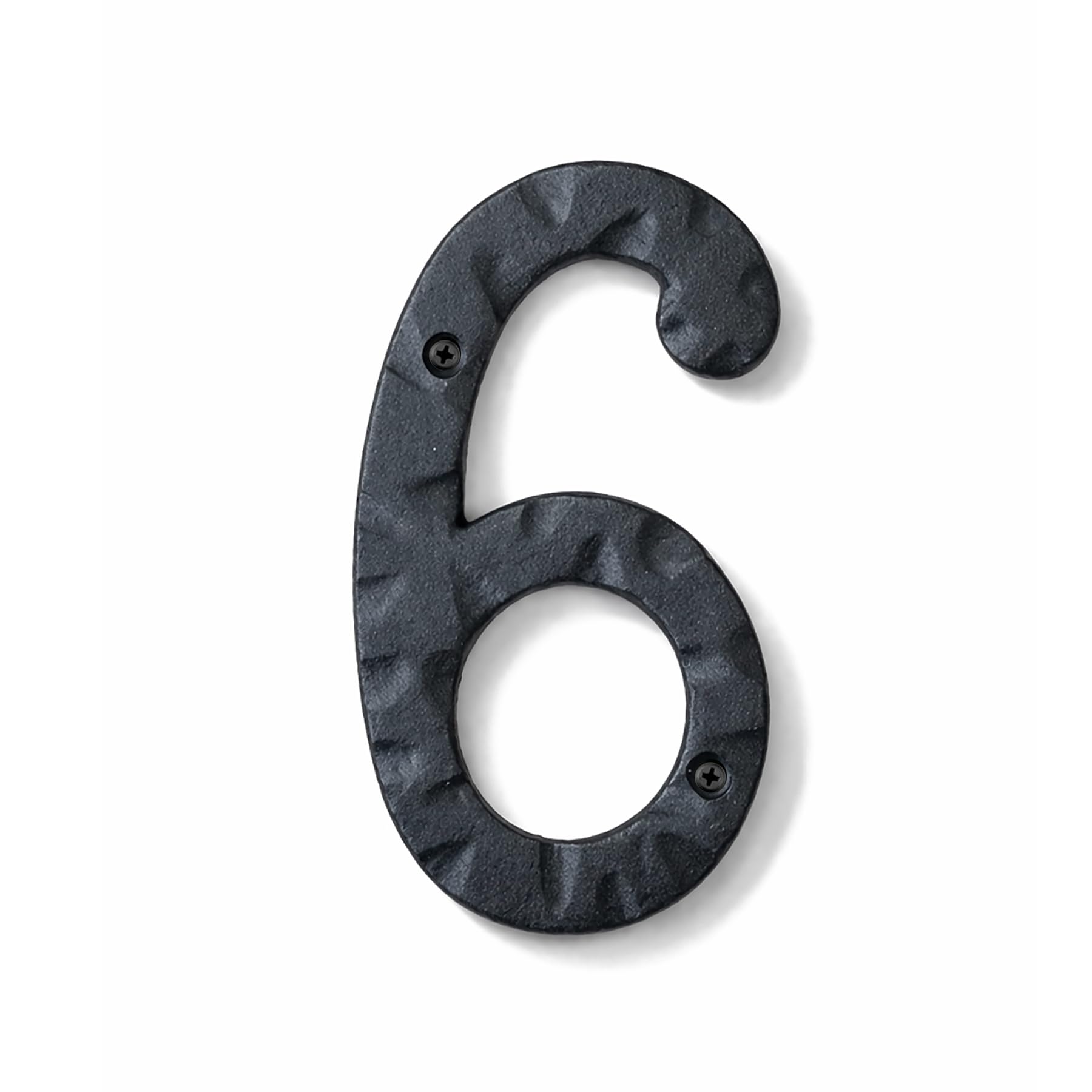 NACH House Numbers for Outside, 5.5 inch Black Address Numbers for House - Number 6 - Rustic Numbers for Outside with Mounting Hardware