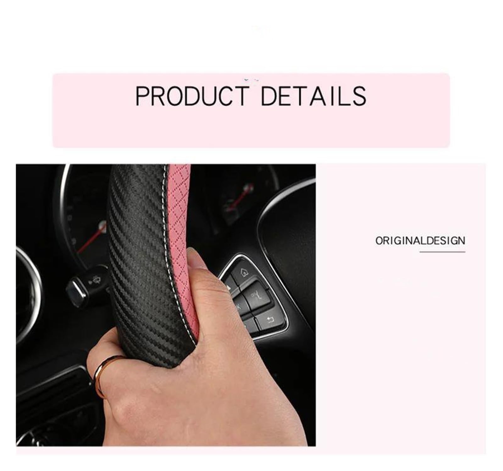 Volantes Funda para Volante Coche Fibra Carbono, 38cm,para Chevy para Cruze para Malibu para Sail para Spark para Captiva para Equinox Funda Volante(Blanco)