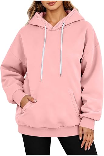 Womens Hoodies Sweatshirts Soft Casual Long Sleeve Solid Pullover Tops Loose Fall Oversized Clothes