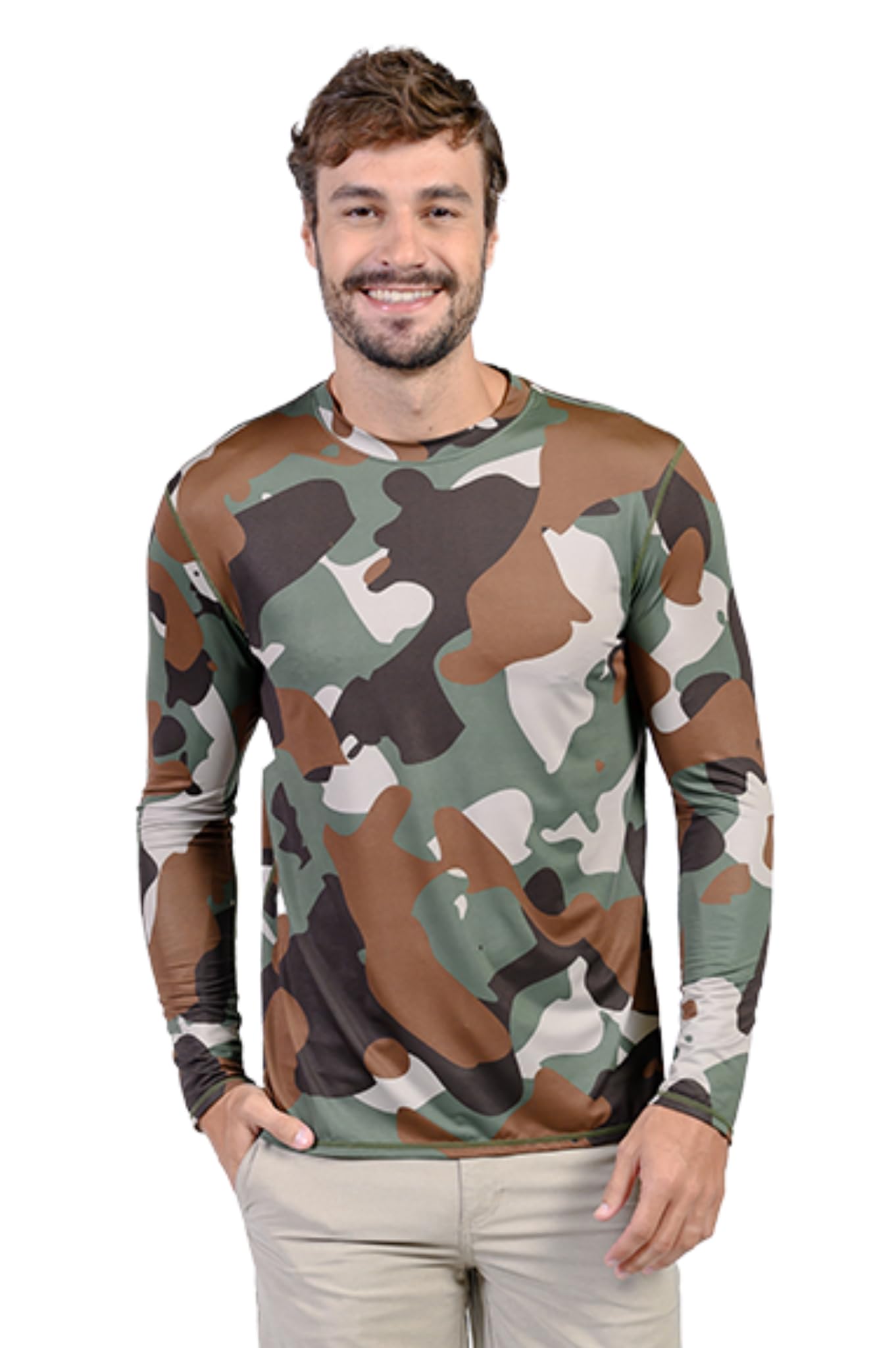 INGEAR Men's UPF 50+ Long Sleeve Sun Shirt, Quick-Dry UV Protection Rash Guard for Fishing, Hiking, Swimming