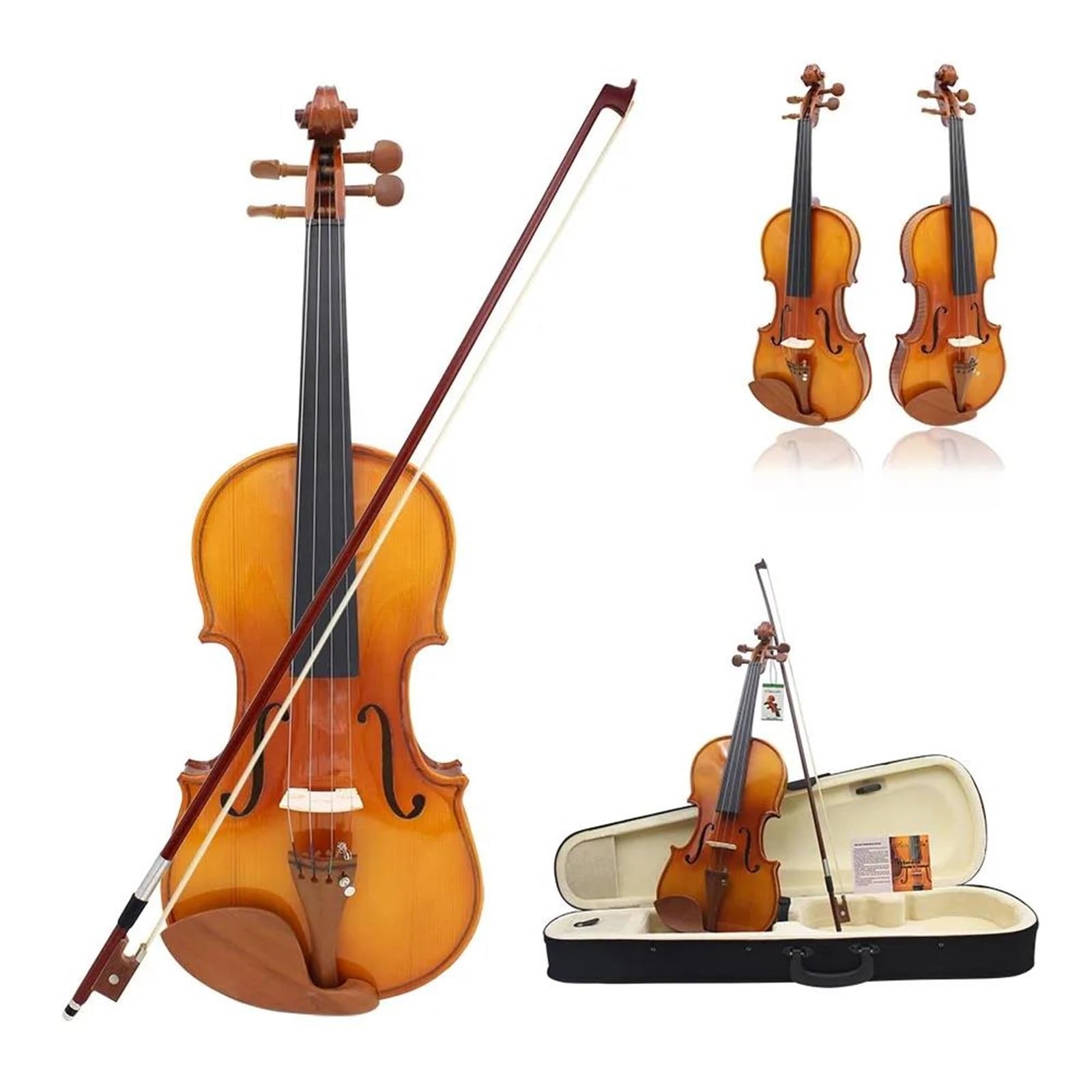 Violino Set Violino Professionale 4/4 3/4 1/2 Tiger Stripes Violino Acustico Luminoso Principiante Amante Della Musica Violino Con Custodia Arco(4/4)