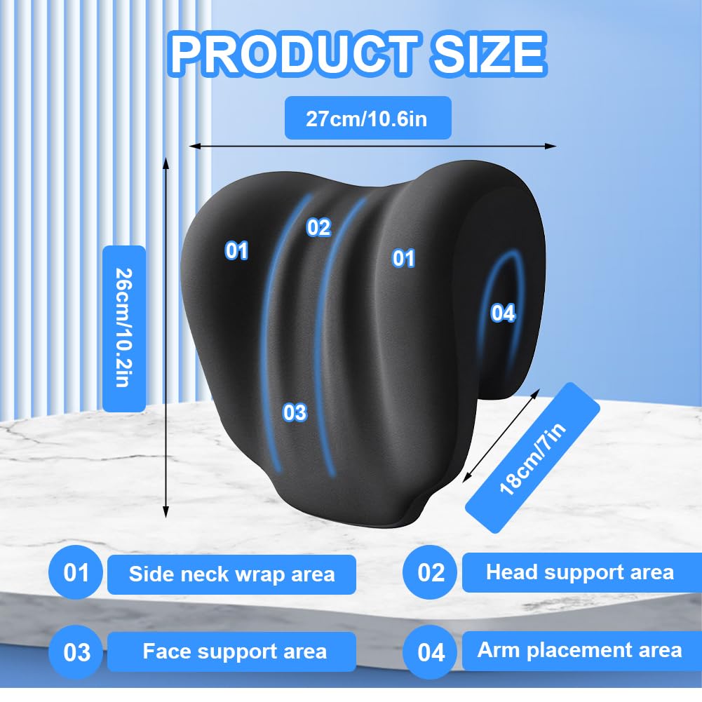 Cuscino cervicale in memory foam per sedia da ufficio per aeroplani, poggiatesta ergonomico per sedia da scrivania, supporto cervicale per poltrona e sedie da giardino, (nero)