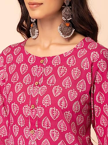 Image of Indya Batik Leaf Print Cotton Women's Kurta