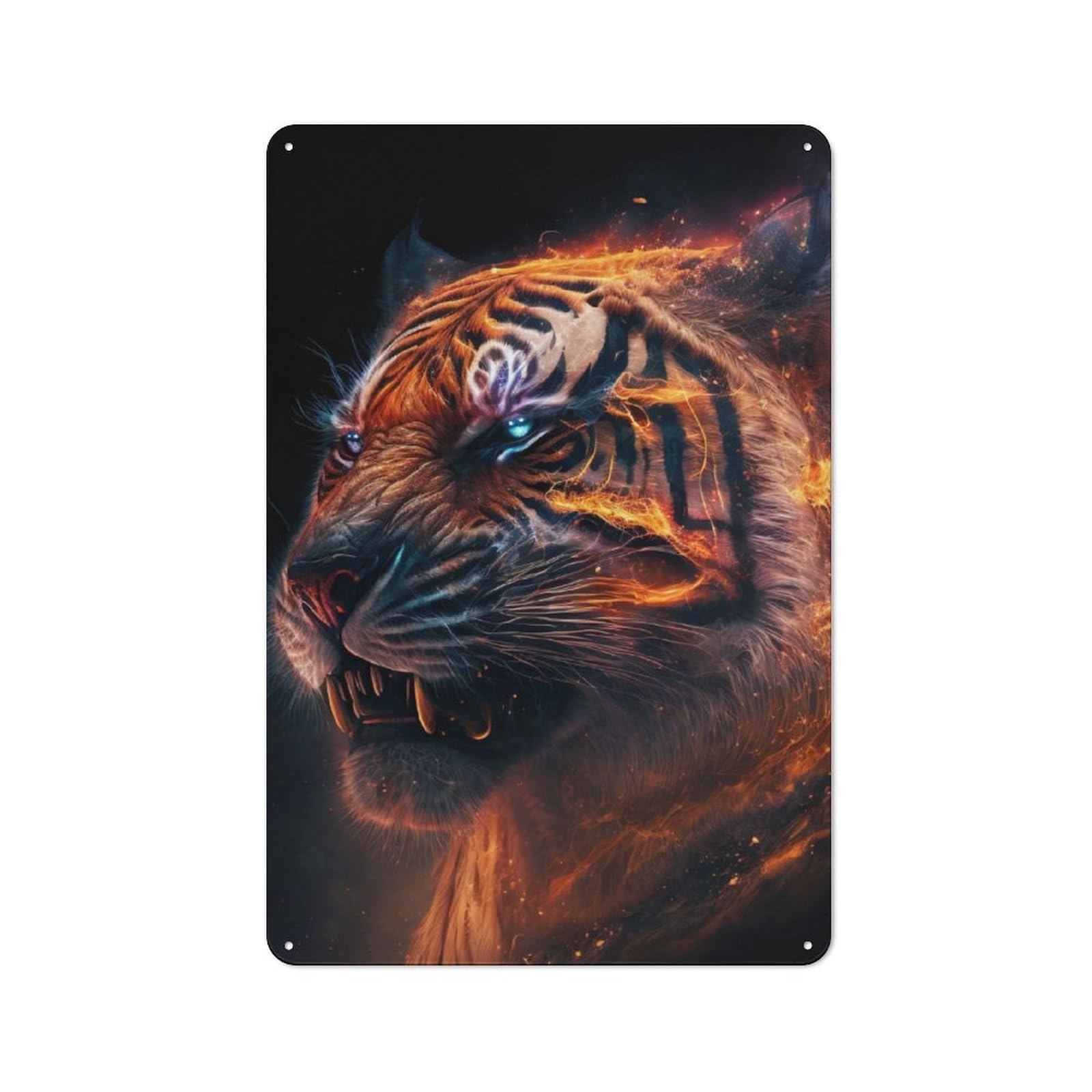 Junmoney Cosmic Tiger Retro Tin Sign 30X20cm For Hallway Wall, For Home Decor Fans Who Collect Metal Signs
