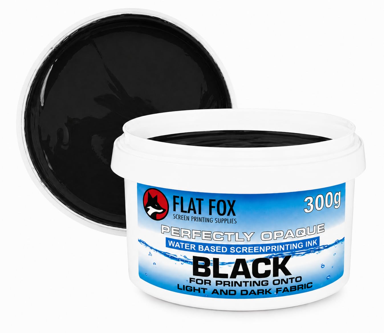 Tinta de impresión de pantalla a base de agua plana Fox negro 300g