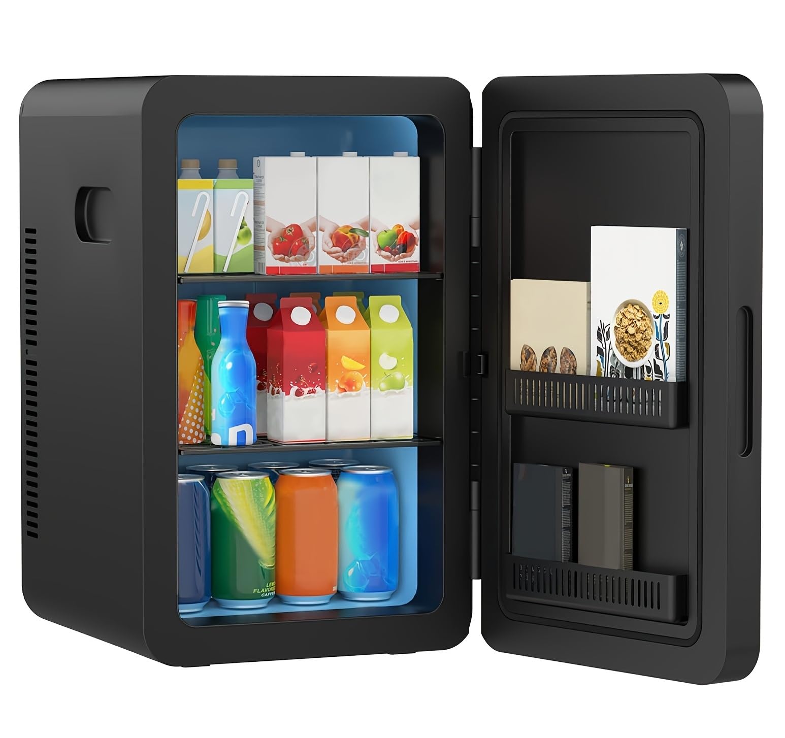 22L Mini Fridge for Bedroom, 30 Cans Portable Cooler & Warmer Compact Refrigerators with AC/DC Power for Skin Care, Beverage, Cosmetics, Food, Drinks, Office Desk Dorm Room (22L, Modern Black)