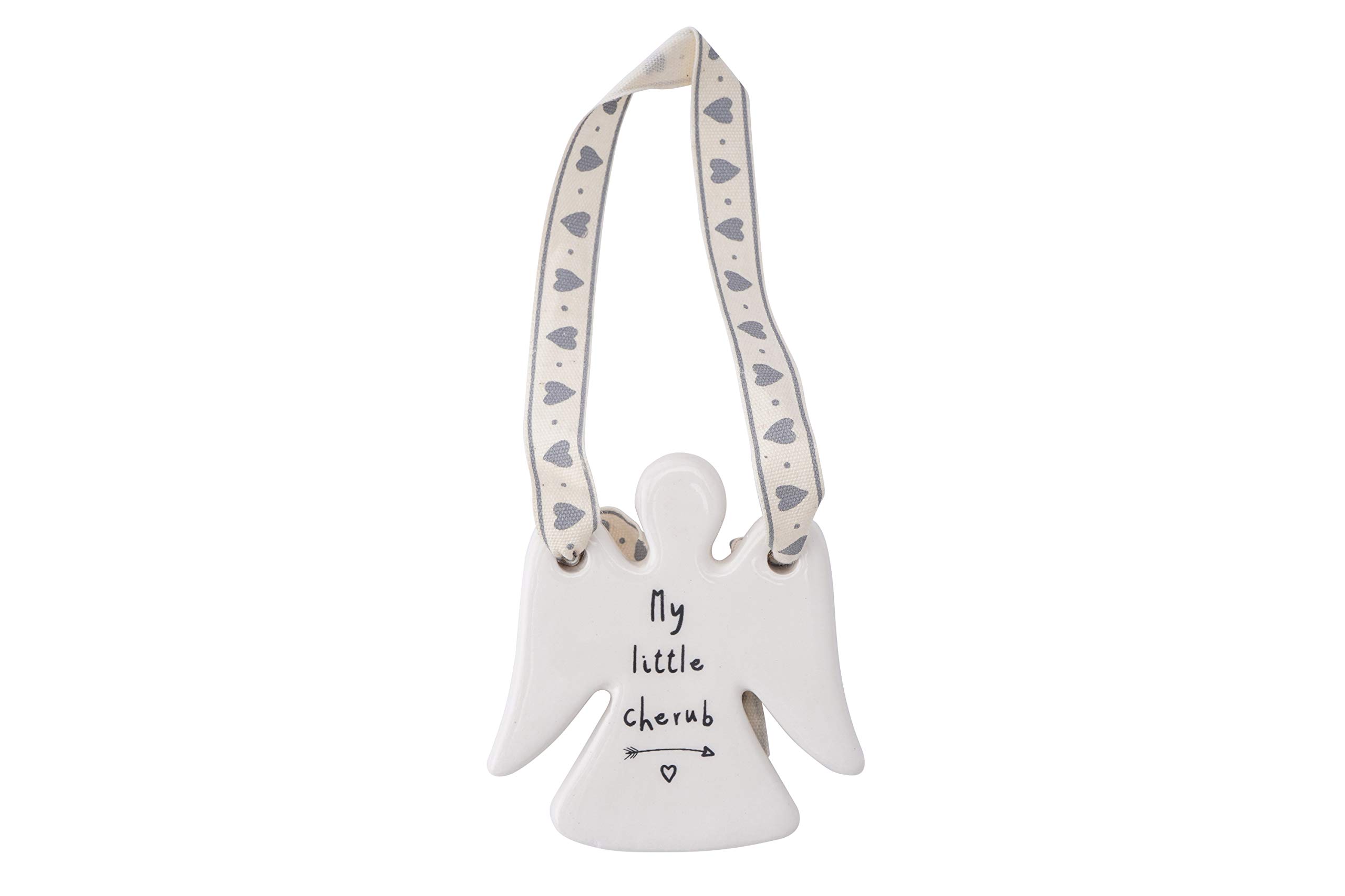 CGB Giftware | Hanging Angel Ornament | Sign Plaque | Ceramic | 'My Little Cherub' | Gift for Birthday Christmas Valentines | GB02967I