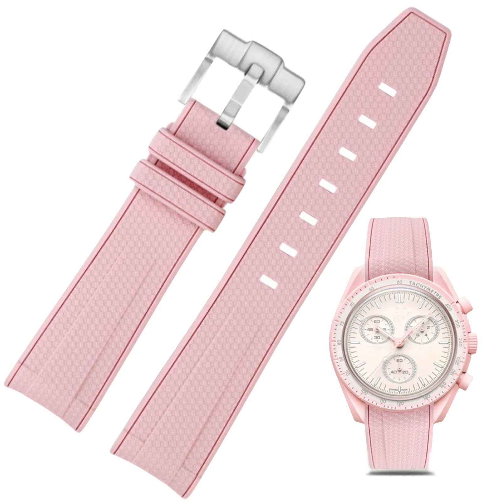 Correa de reloj para reloj Moonswatch, 20 mm, extremo curvado, estilo de tejido, caucho de silicona premium, correa de repuesto de goma de silicona, compatible con Omega XSwatch Moonswatch — view 19