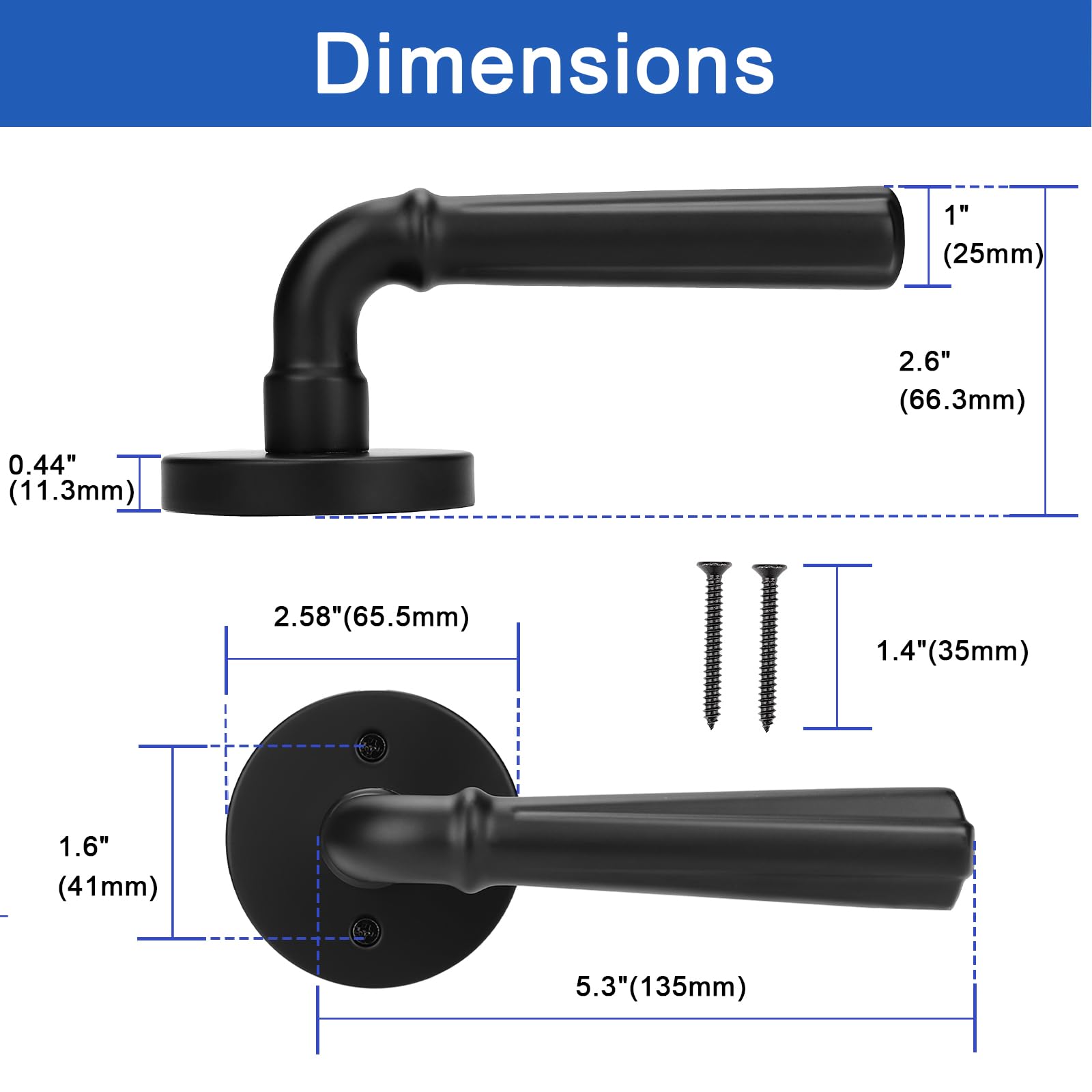 Orger 3 Pack Matte Black Dummy Door Handle Pantry Door