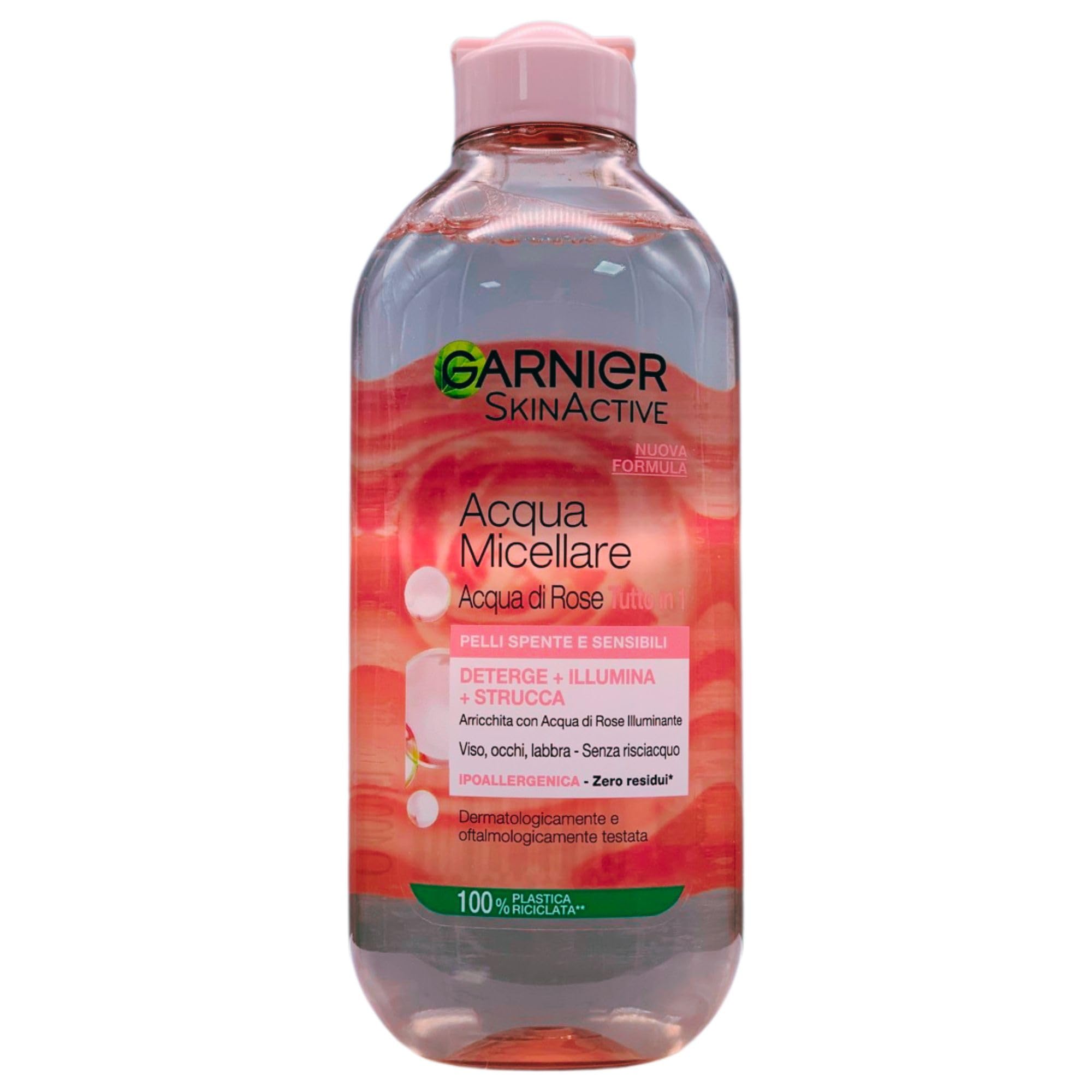 Acqua Micellare, Acqua di Rose, Tutto in 1: Deterge, Illumina e Strucca. Per Pelli Spente e Sensibili, Ipoallergenica - Zero Residui 400ml (6 Unità)