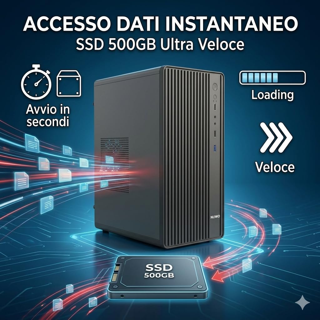 Pc Fisso i7 Intel Core Cpu fino a 3.80ghz, 16gb Ram, Ssd da 500gb, Wifi Incluso USB,Usb 3.0 VGA HDMI, Windows 11 Pro, Office 2019, Computer PC Desktop completo per ufficio,casa pronto all'uso