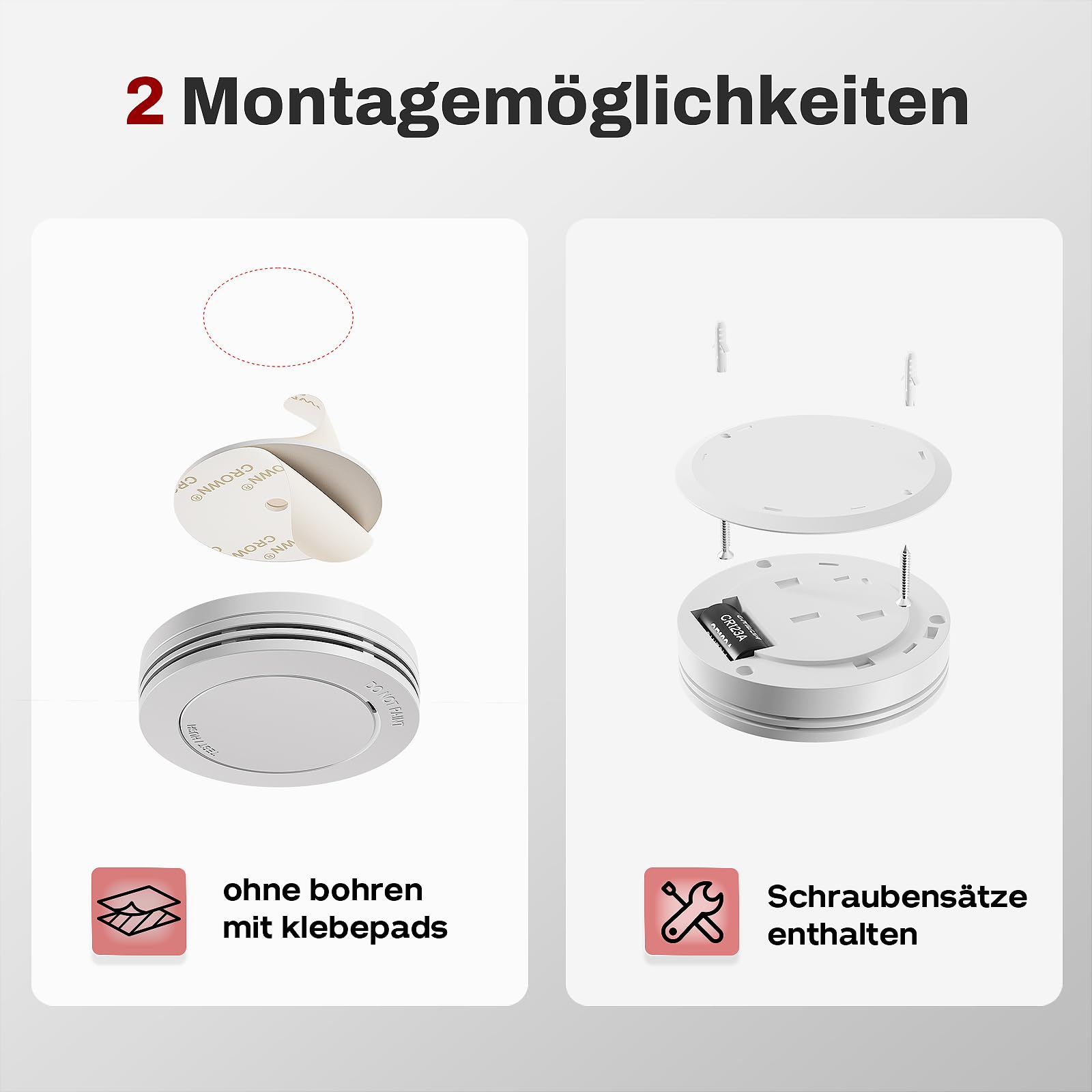 Safeliveo Rauchmelder 10 Jahre Batterie, TÜV-Zertifiziert,Rauchwarnmelder mit Klebepads,85 dB Alarm, Mini Feuermelder ohne blinkende LED, Stummschaltfunktion, 3er Set