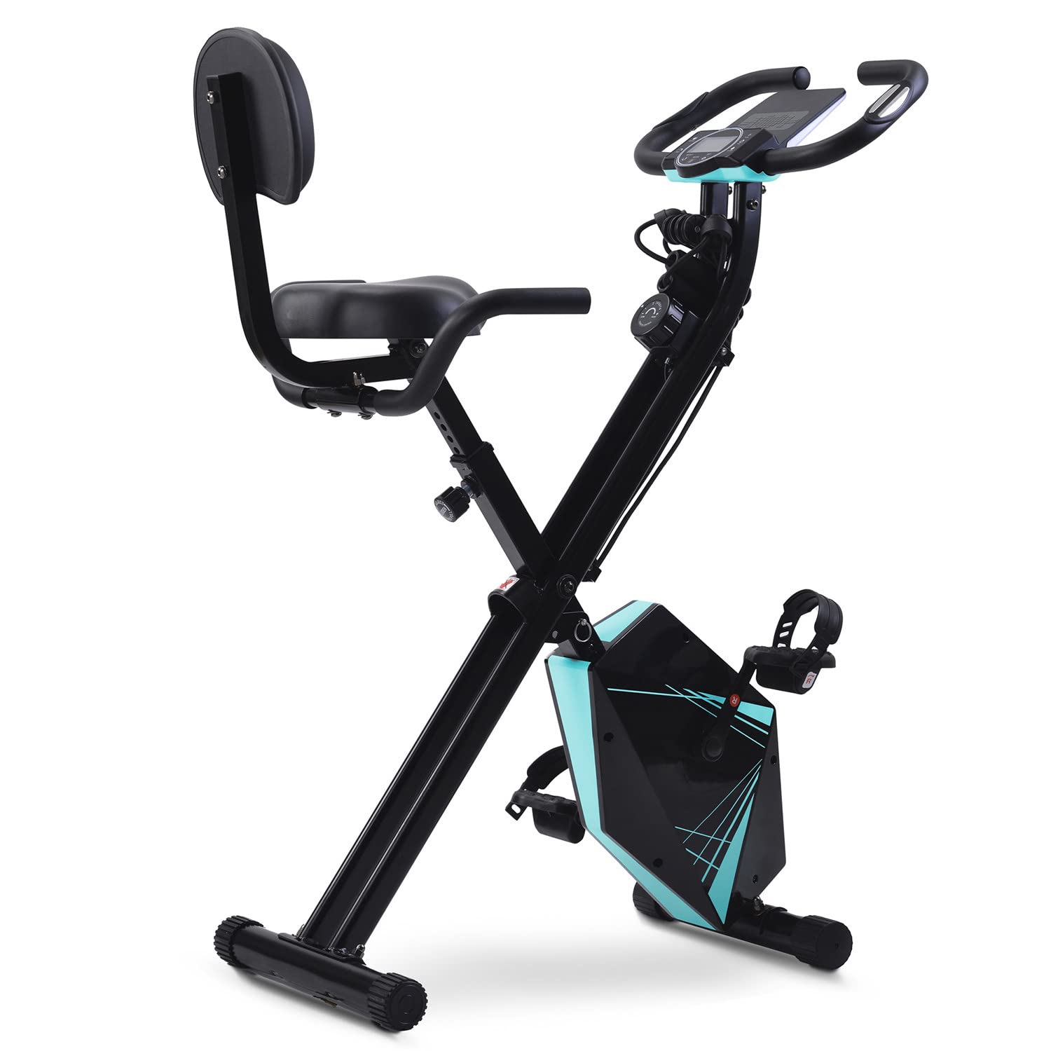 Indoor Cycling Bike Składany magnetyczny rower pionowy Rower stacjonarny Rower treningowy leżący,Blue