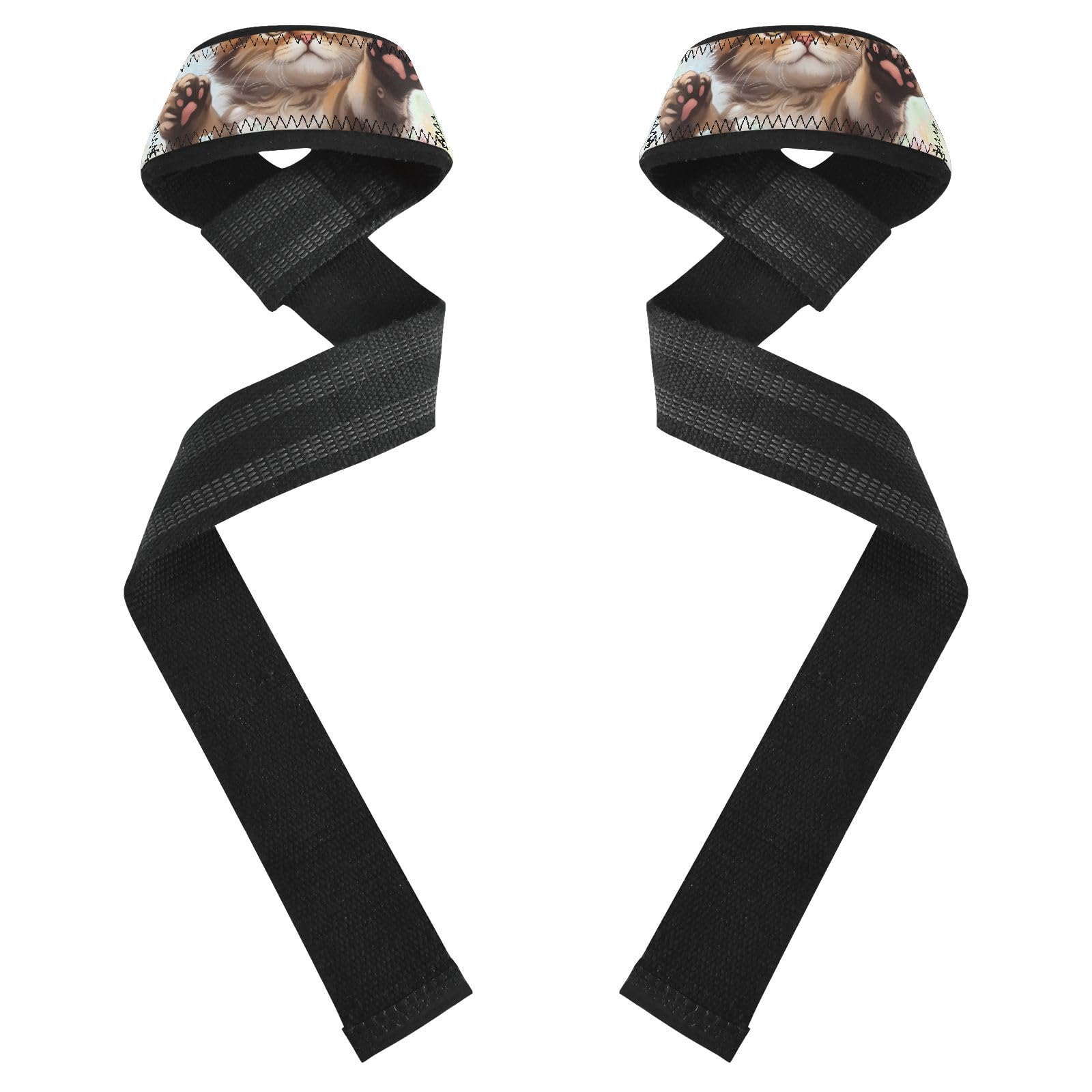 STAYTOP Cute Little Cat Butterfly Wrist Straps for Weightlifting,Lifting Straps with Neoprene Cushioned Wrist Padded and Anti-Skid Silicone for Strength Training,Bodybuilding,Deadlifting