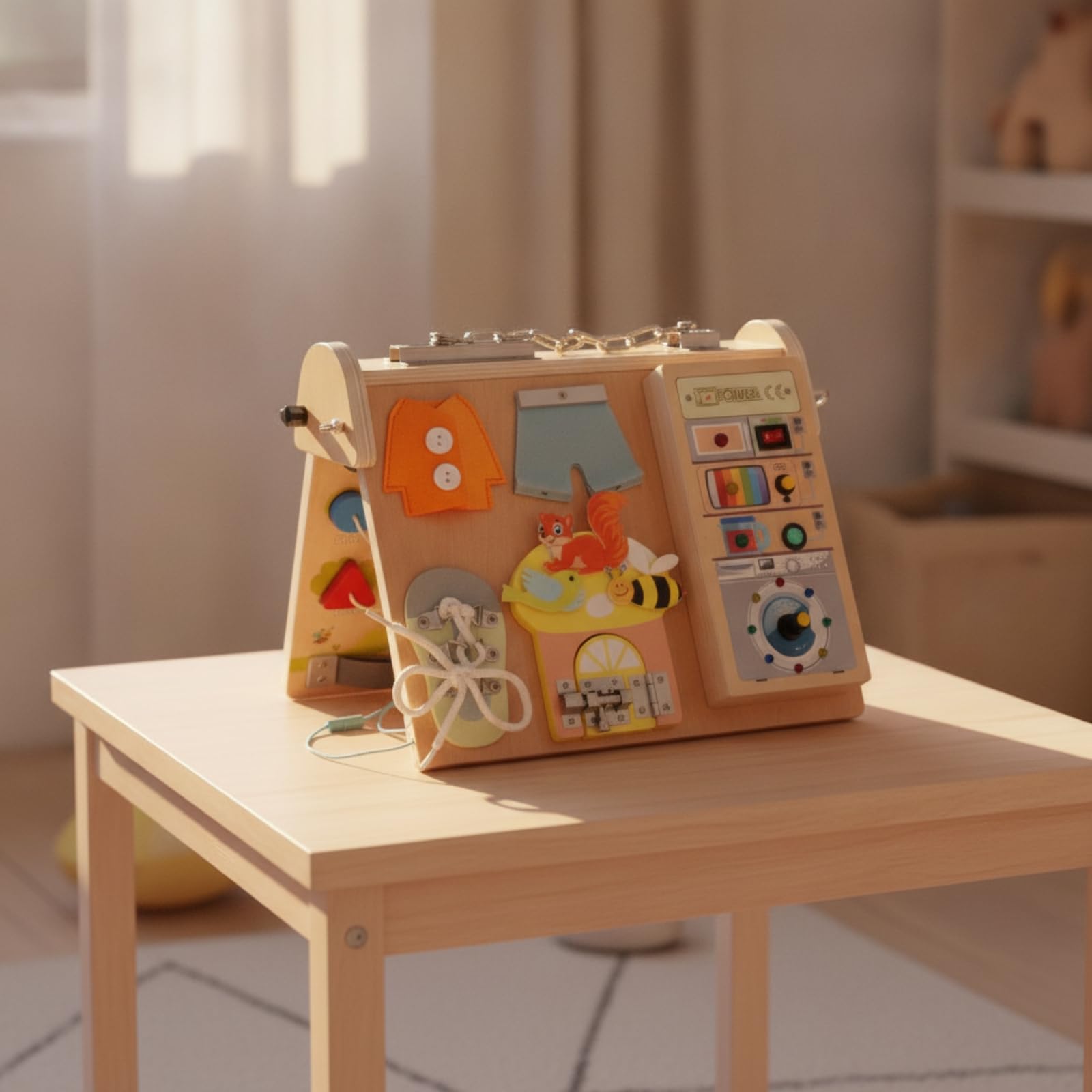 Planche D'activités en Bois pr Enfants Résistant Planche Occupée Éléments Interactifs Écran Jeu Motricité Fine Pits