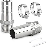 Vista 9 de TAISHER 2PCS Accesorios de Púas para Manguera de Acero Inoxidable 304, Accesorios de Cerveza Casera Púa de 1" x 1" MNPT con 2PCS Abrazaderas