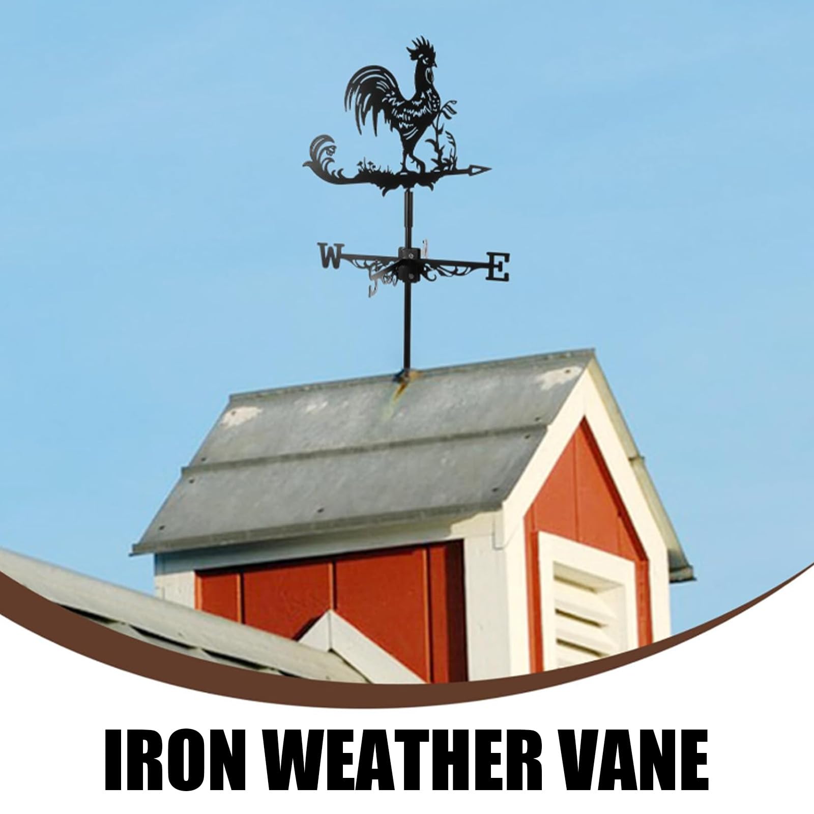 Wetterhahn - Robuste Metall Windfahne zur Wettervorhersage - Wetterfahne mit Halterung - Dekofigur für Hof, Terrasse und Dach - Retro Hahn Design