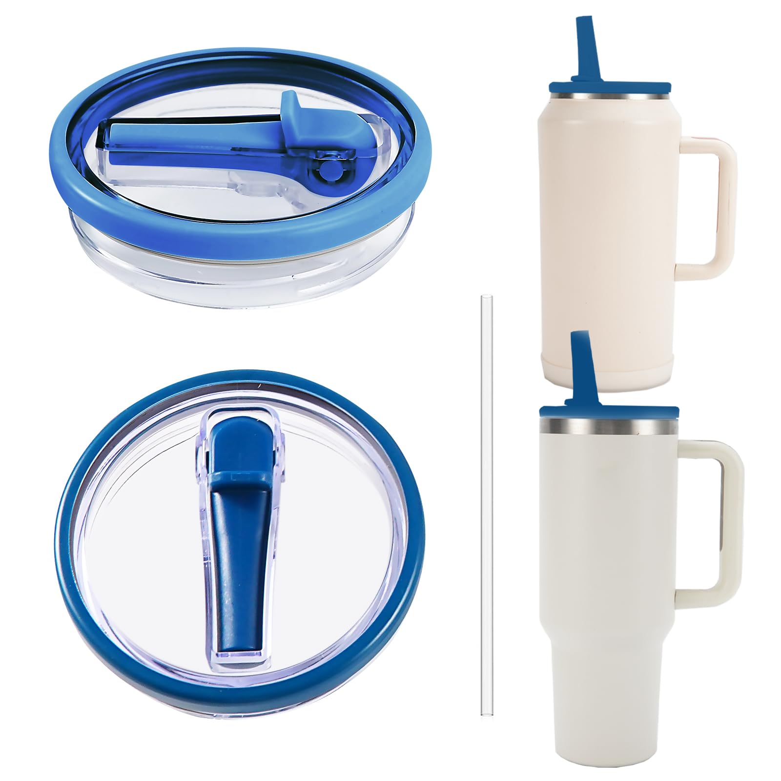 Stanley Replacement Leak Proof Tumbler Lid With Straw - Fit For 64oz Adventure Quencher and Quencher 2.0 (Denim, 40oz)