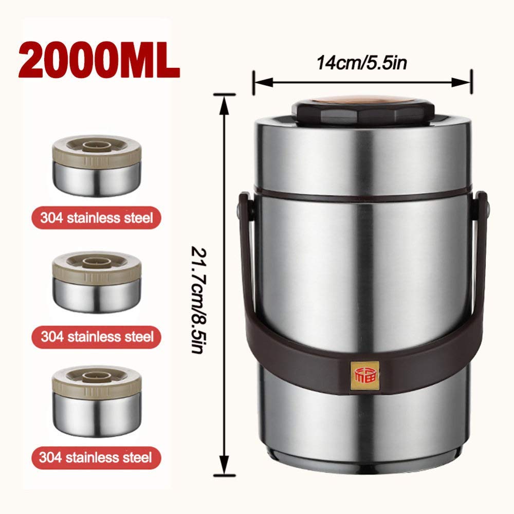 304ステンレス製 保温弁当箱 3段式*2 304ステンレス 保温ランチボックス 3段*2