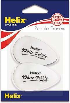 Helix White Pebble Ergonomic Eraser Pack of 2, Latex Free 25001