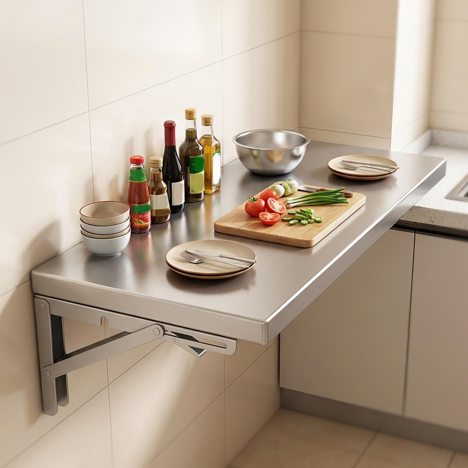 Tavolo Pieghevole Da Parete In Acciaio Inox 304,
