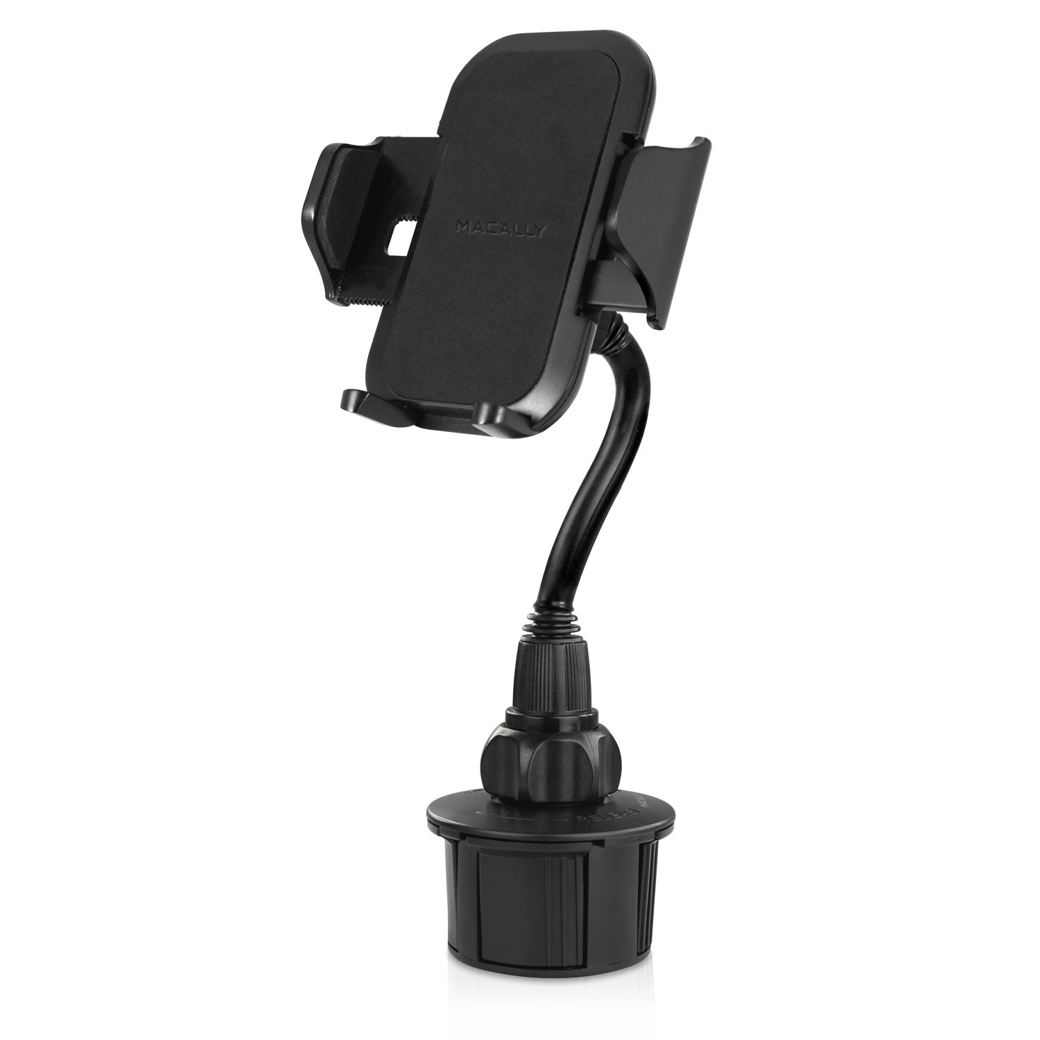 Macally MCUPXL - Soporte ajustable para el sujetavasos del coche con cuello flexible de 10 cm para iPhone, smartphone y teléfono móvil