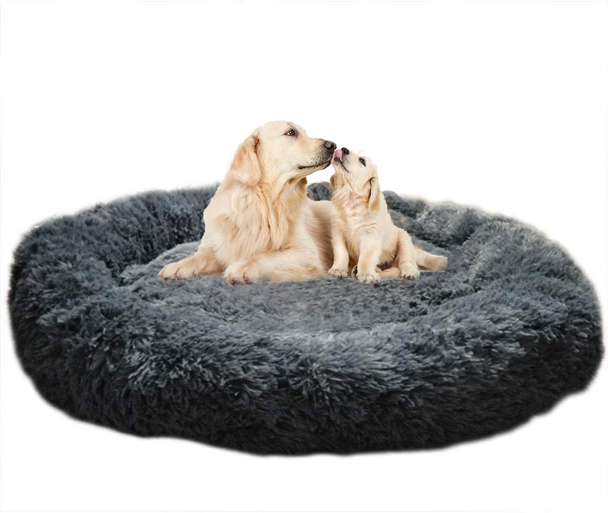 Donut Haustierbett Aus Kunstfell – Weiches, Selbstwärmendes Bett Für Kleine & Mittelgroße Hunde/Katzen, Ca. 58,4x58,4 Cm, Beige – Für Besseren Schlaf & Gelenkentlastung