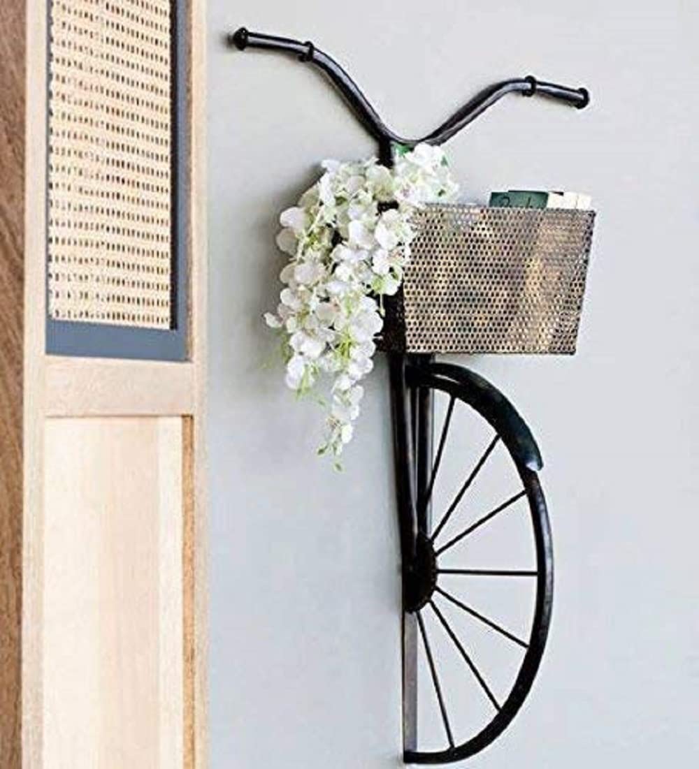 Iron Metal Cycle Basket Wall Decor (21 x 10.5 x 35in, Golden)