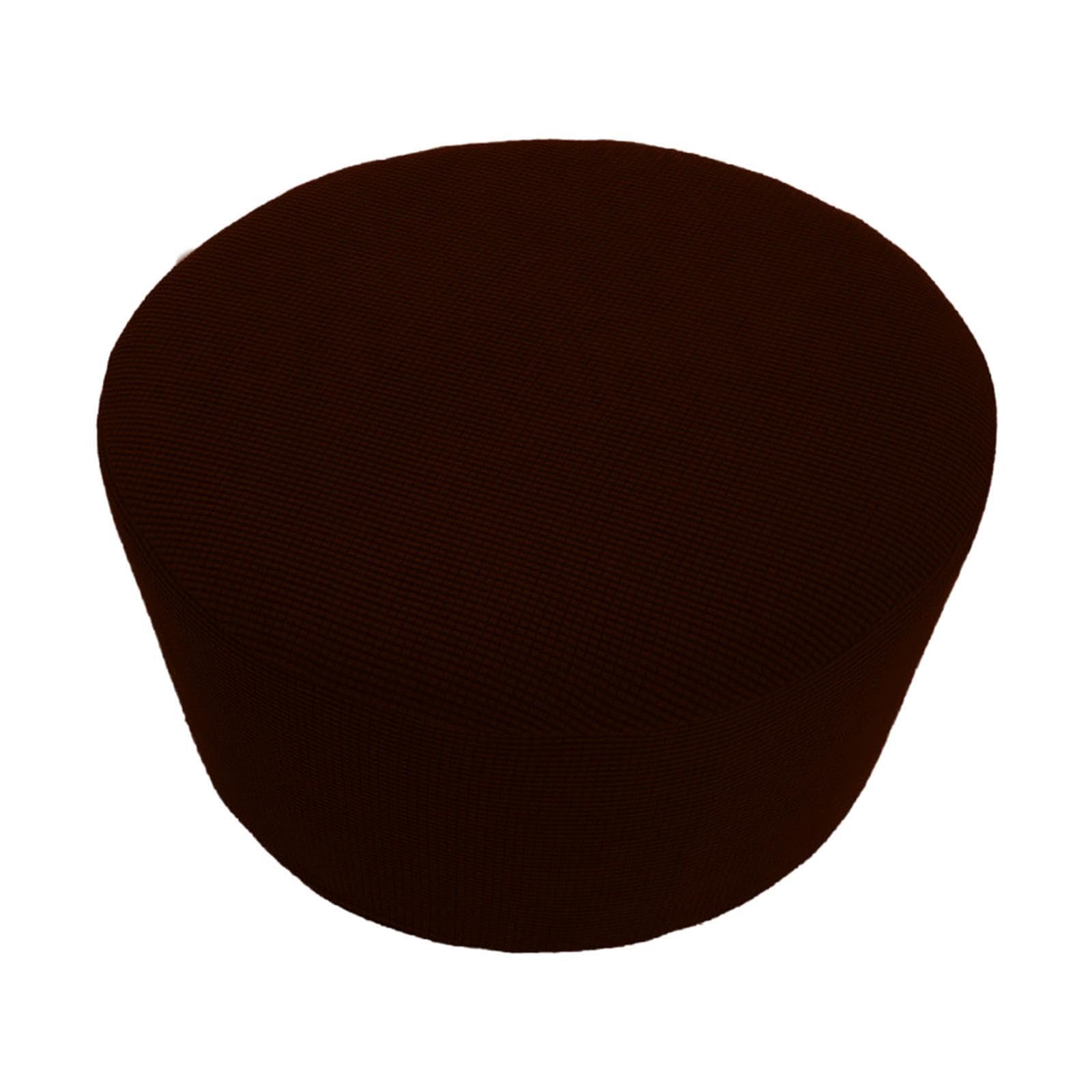 Zambuph Round Ottoman Slipcover Stool Furniture Protector Wrinkle-Free And Soft Elastic Cover Stretch Ottoman Bench Furniture Protector Cover METICULOUSLY, Coffee, 48-55cm