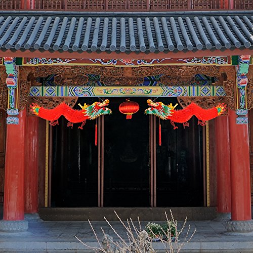 Image of Bememo 4.92 Feet 3D Chinese New Year Dragon Decorations Hanging Paper Dragons Garland Lunar New Year Chinese Spring Festival Lantern Festival Decorations
