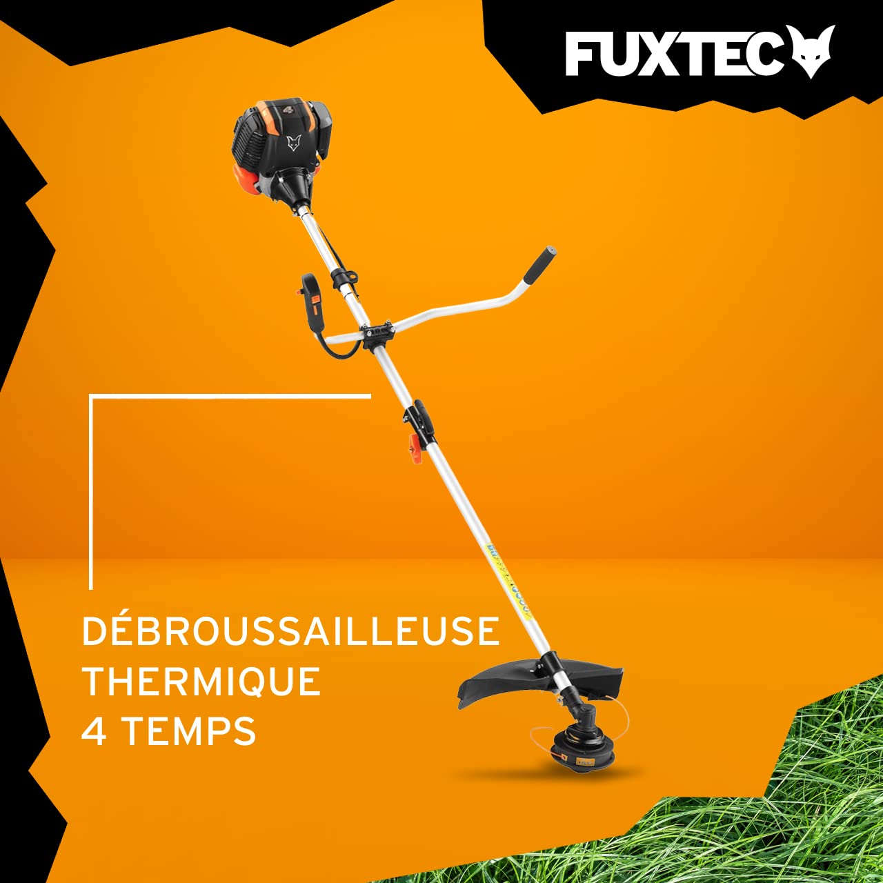 Fuxtec Débroussailleuse Thermique 4 Temps FX-4MS142 42,5cm3 2en1 Multitool Sangle de Transport Confortable et Moteur 4 Temps Silencieux tête de Coupe à Fil Inclus
