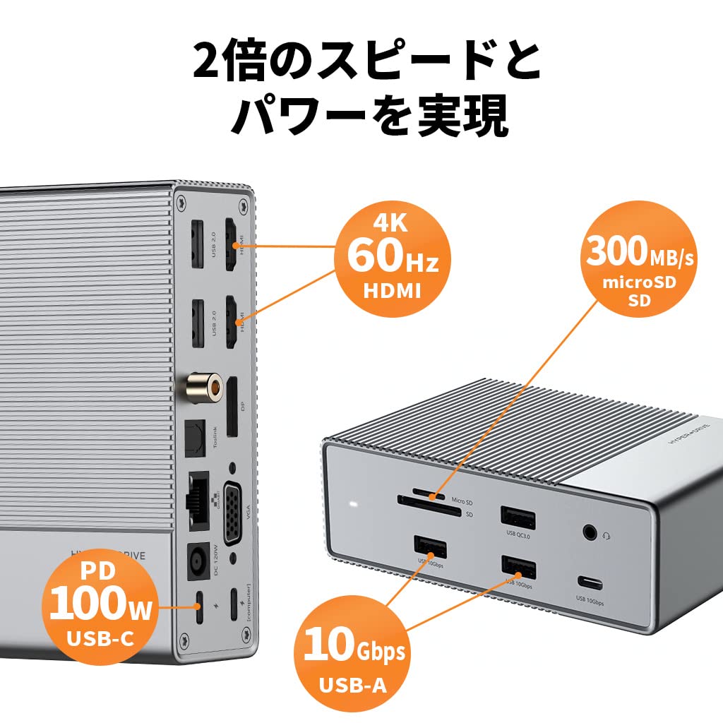 Amazon.co.jp: Hyper USB-C ハブ ドッキングステーション HyperDrive 