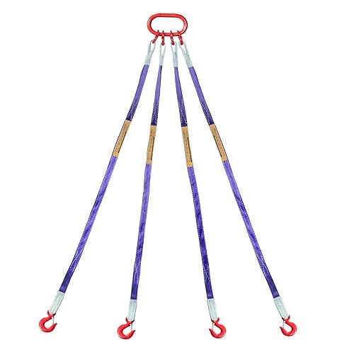 Eslinga de elevación de poliéster de grado industrial de 5 pies (4.9 ft), capacidad de 8,800 libras (4 toneladas), 4 patas, relación de seguridad
