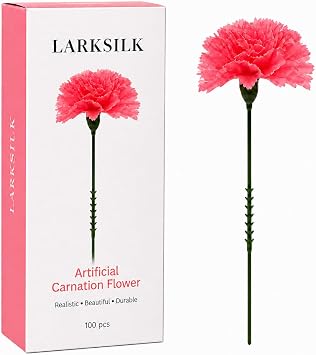 Larksilk Bulk Pink Silk Carnations, 5-Inch Stems, 100-Pack for Weddings, Crafts & Centerpieces