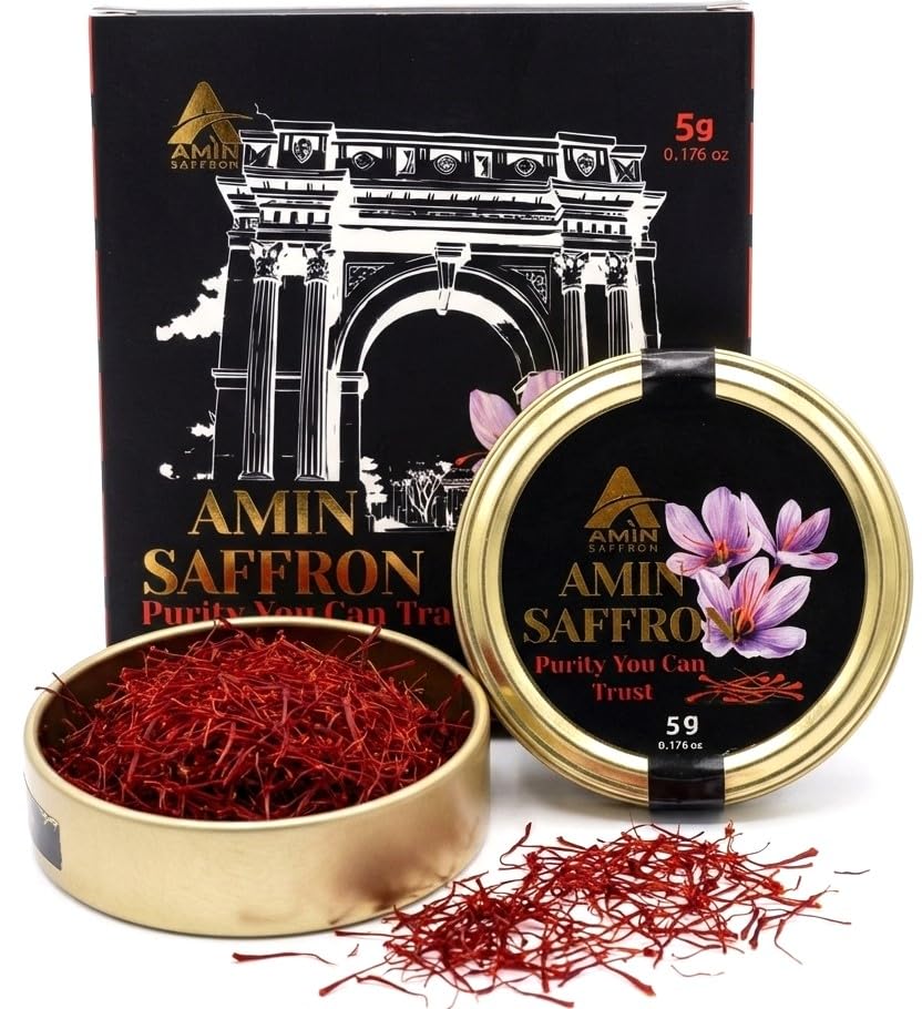 Amin Saffron Threads | Premium (Super Negin) Quality Saffron | 100% Natural, Hand-Harvested, & Lab Tested (5g)