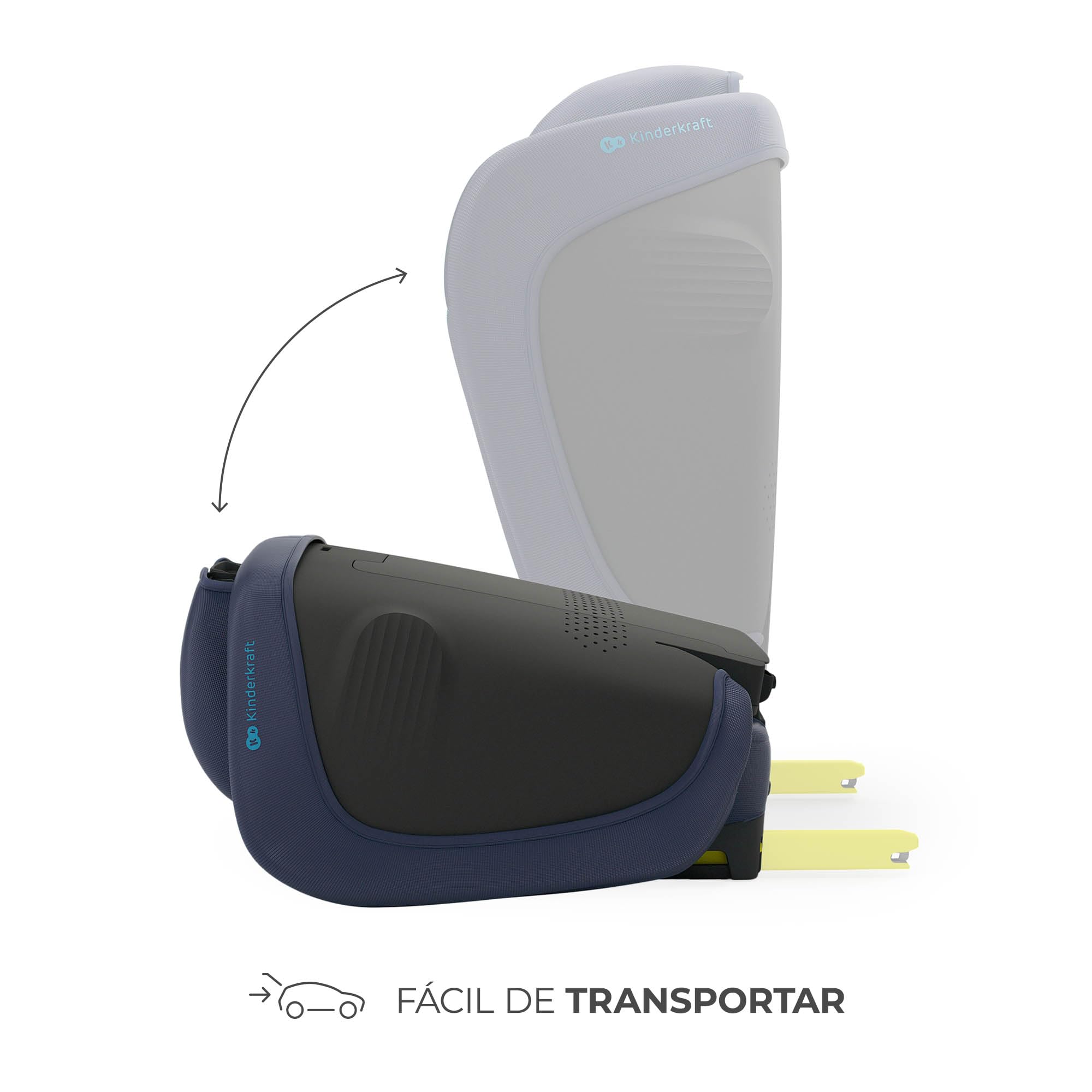 Kinderkraft UNITY 2, Fotelik 100–150 cm dla dzieci 3,5–12 lat, 5-stopniowa regulacja oparcia, Składany, ISOFIX, systemy SPS+ i H-GUARD, Tapicerka AIR FLOW, Łatwe czyszczenie, Niebieski
